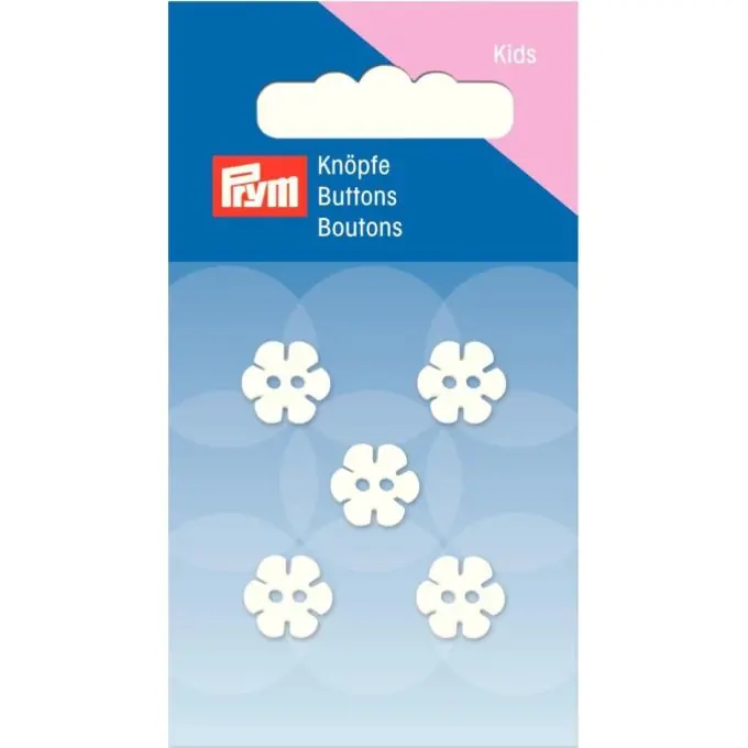 Ab Werk Knöpfe „Blume“, 2-Loch, Perlmutt, 11mm, weiß