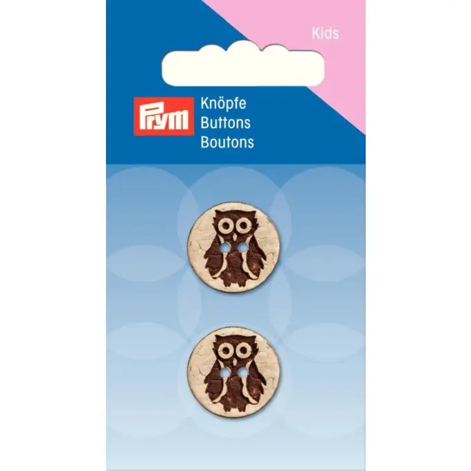 Knöpfe „Eule“, 2-Loch, Kokosnuss, 18mm, braun Bestseller