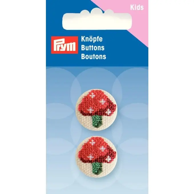 Knopf überzogen, „Pilz“, gestickt, 20mm Aktuell