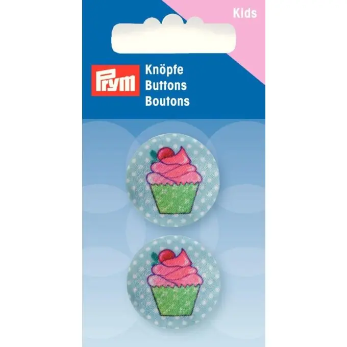 Knöpfe überzogen, „Cupcake“, 25mm, rot/pink/grün Must-Have