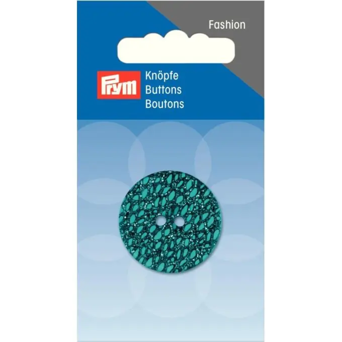 Knopf „Glitzer“, 2-Loch, 28mm, türkis Neue Kollektion