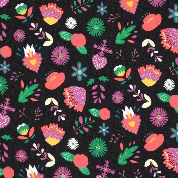 Bestseller Deko- & Vorhangsstoff Schwarz Blumenmuster