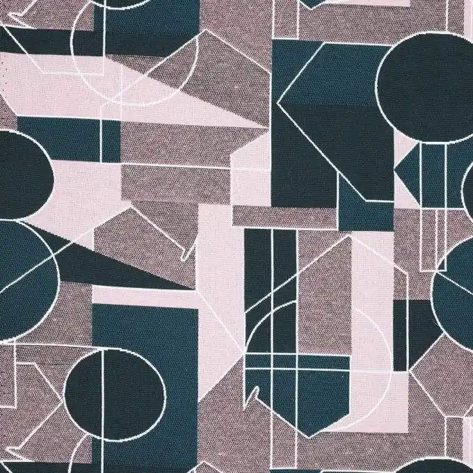 Handgefertigt Jacquardstoff geometrisches Muster Blau/Rosa