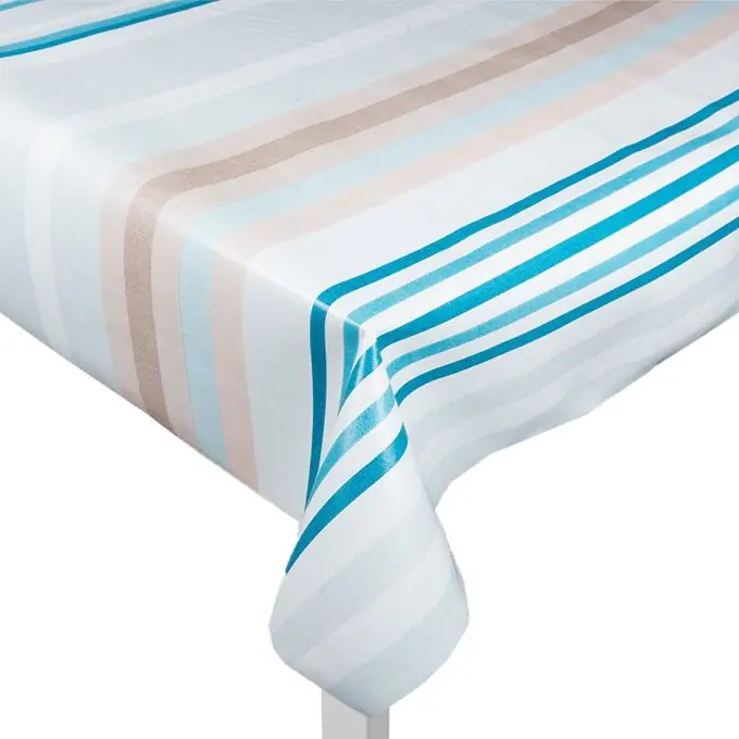 Wachstuch Blau/Grau gestreift Hochwertig