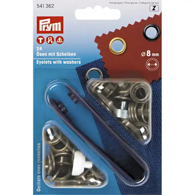 Markenware Ösen mit Scheiben, 8,0mm, Messing