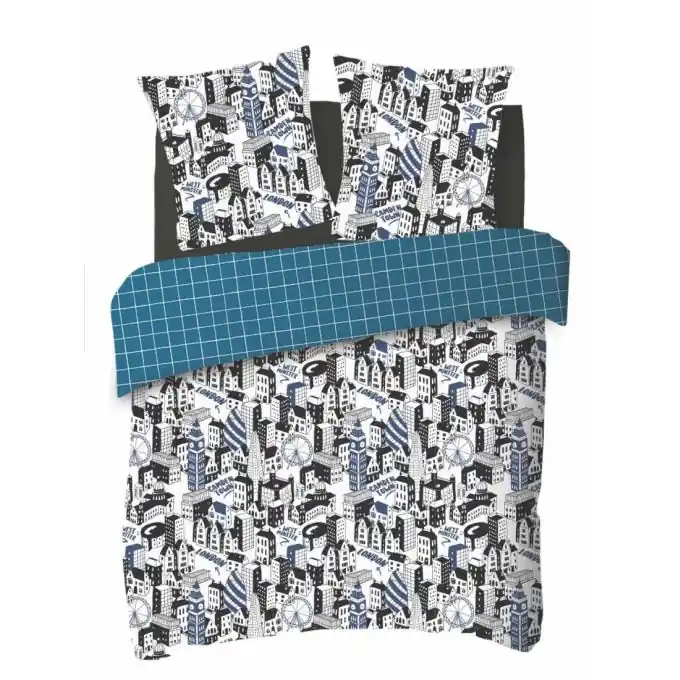 Bettwäsche-Set London Blau/Schwarz Jetzt Bestellen