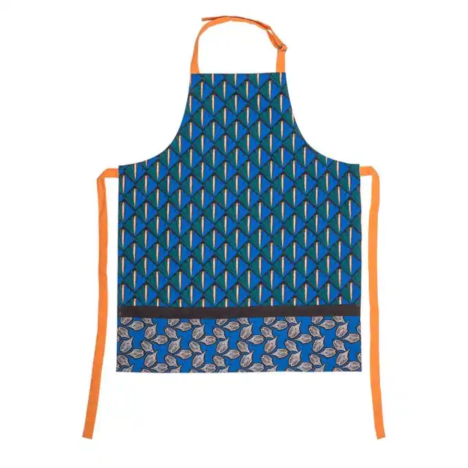 Schürze Ethnomuster Blau Echt