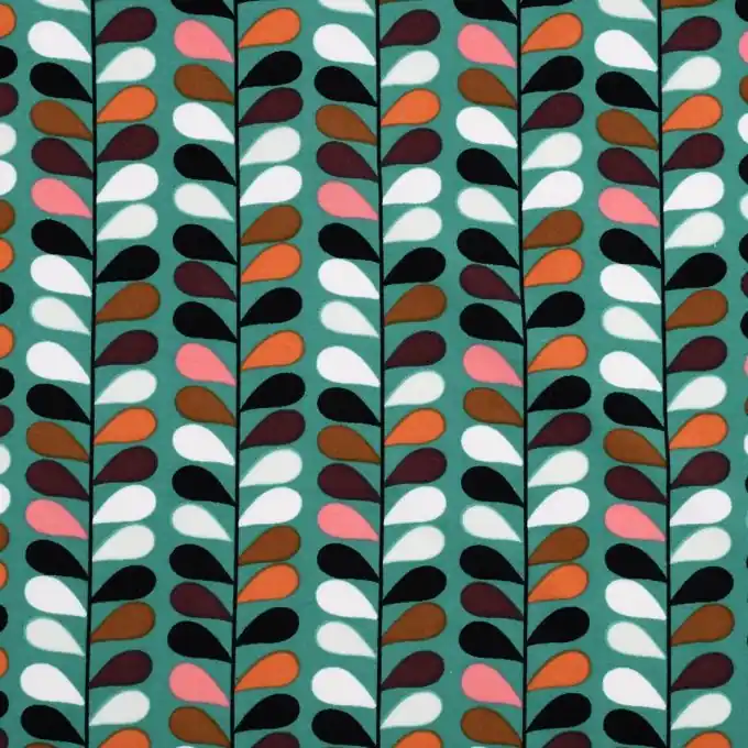 Ausverkauf Grüner Jerseystoff buntes Blattmuster