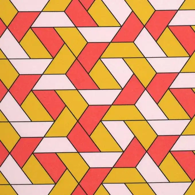 Bestpreis Baumwollstoff geometrisches Muster Rosa/Gelb