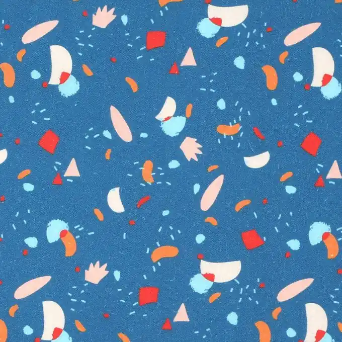 Baumwollstoff Terrazzo Blau Super-Preis