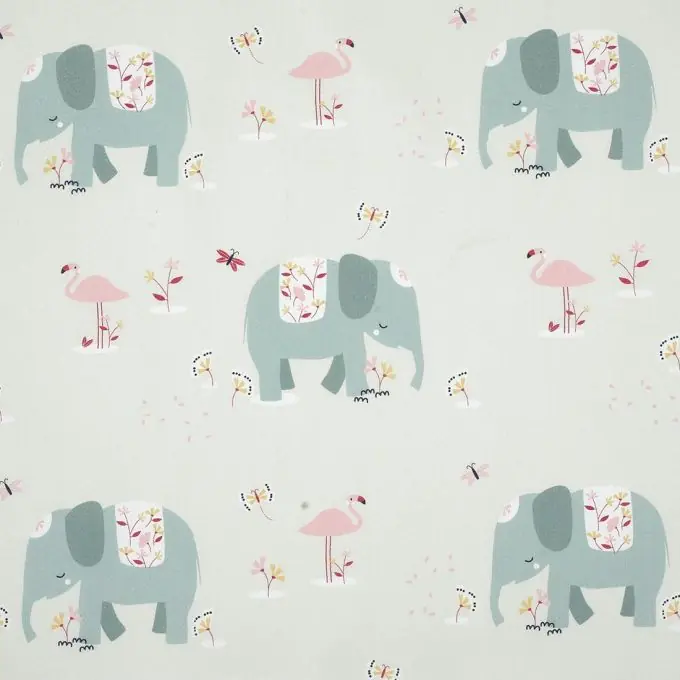 Baumwollstoff Elefant Grau/Blau Sonderaktion