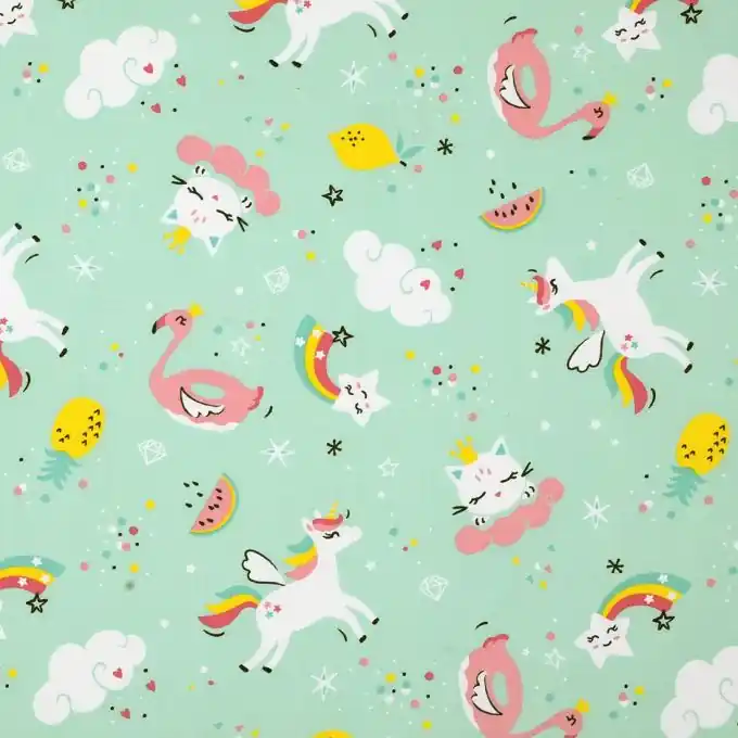 Baumwollstoff Einhörner Regenbogen Sonderangebot