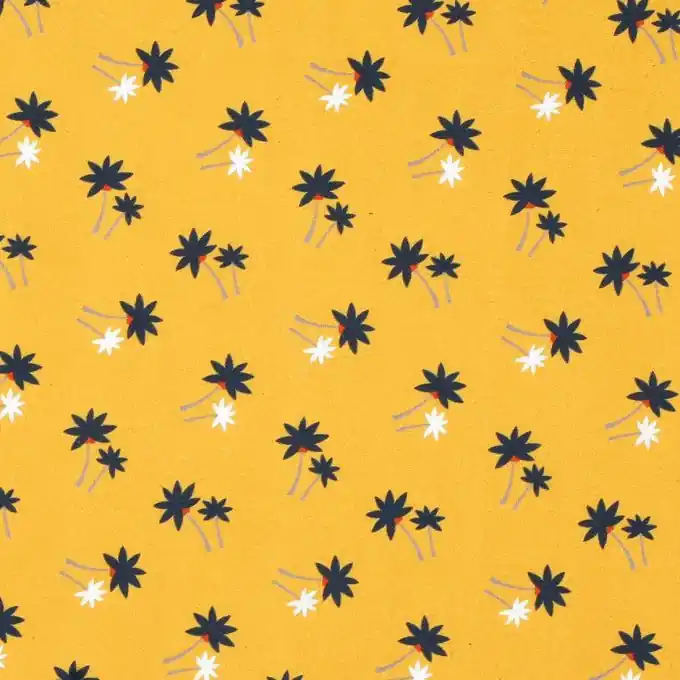 Top-Seller Gelber Baumwollstoff Palmen