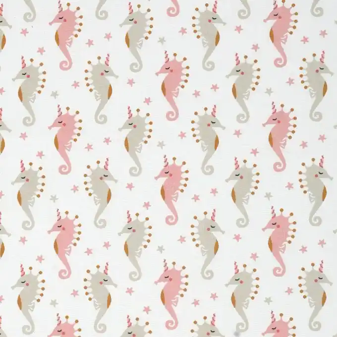 Baumwollstoff Seepferdchen Rosa Hochwertig