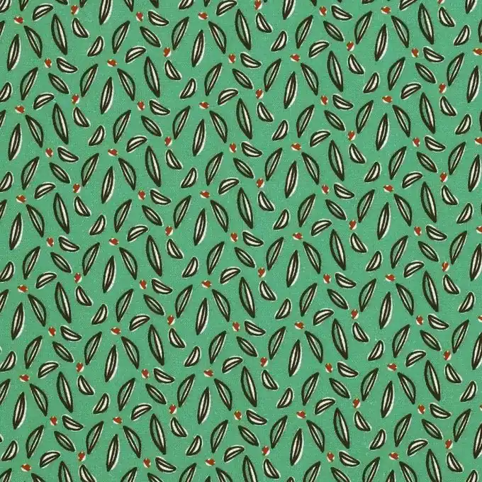 Baumwollstoff Blattmotiv Grün Sonderaktion
