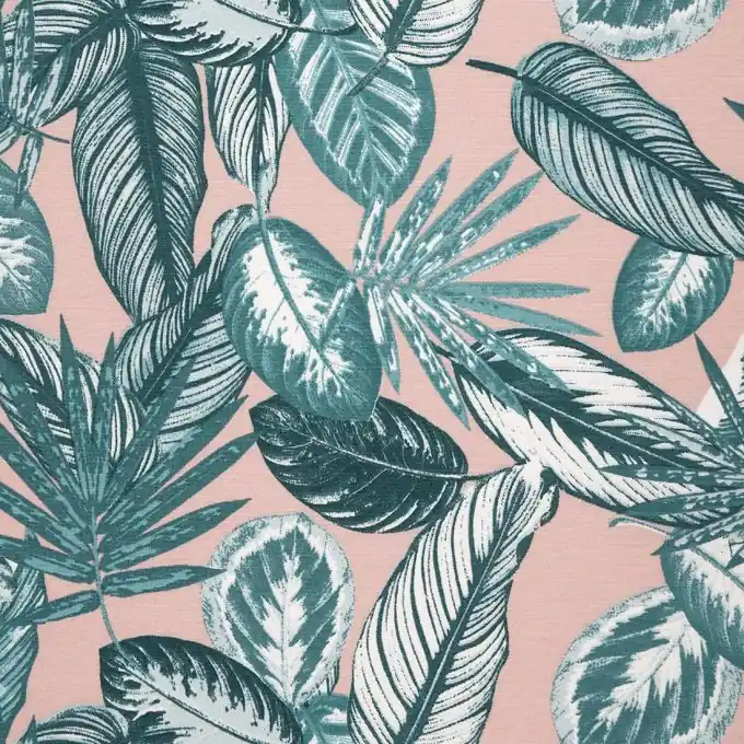 Begrenztes Angebot Dicker Baumwollstoff Blattmotiv Rosa/Blau