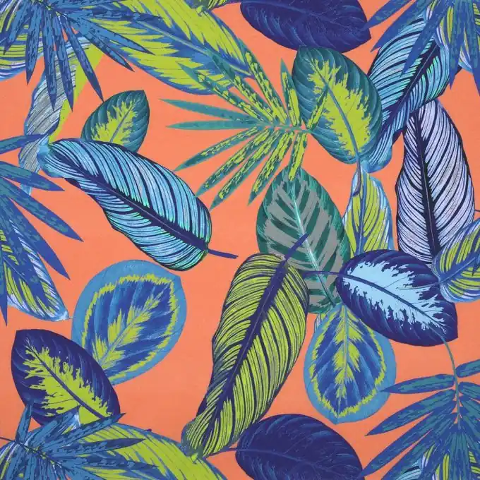 Baumwollstoff Koralle Blattmotiv Beliebt