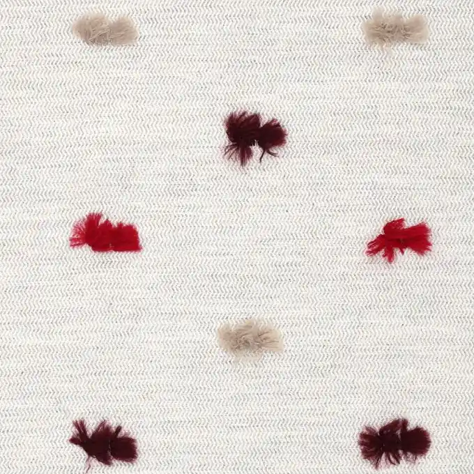 Markenprodukt Jacquard-Stoff mit Bommeln Rot