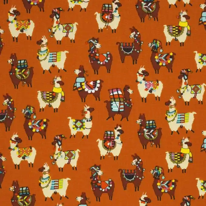 Neuheit Baumwollstoff Lamas Orange