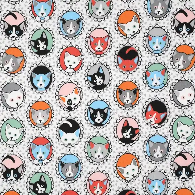 Günstig Bunter Baumwollstoff Katzen