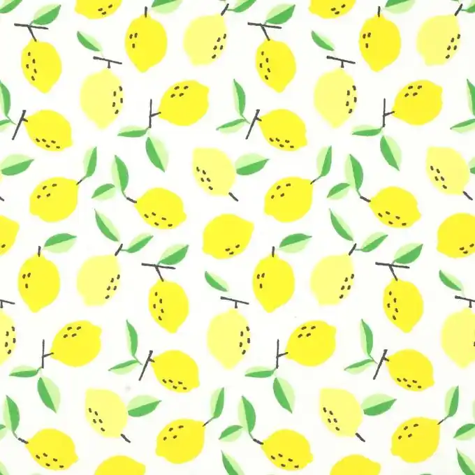 Ab Werk Beschichteter Baumwollstoff Zitronenmotiv Gelb