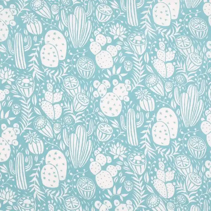 Beschichteter Baumwollstoff Kaktus Blau Bestpreis