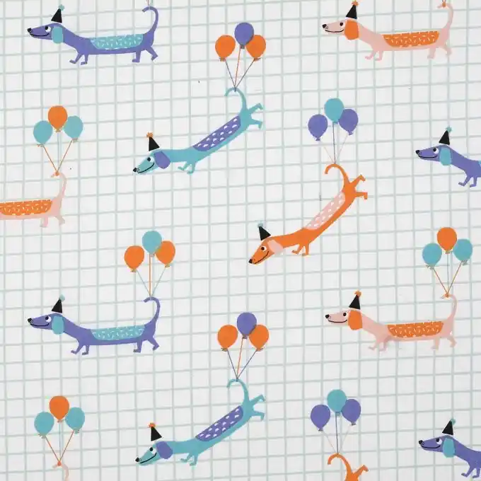 Echt Baumwollstoff mit bunten Hunden