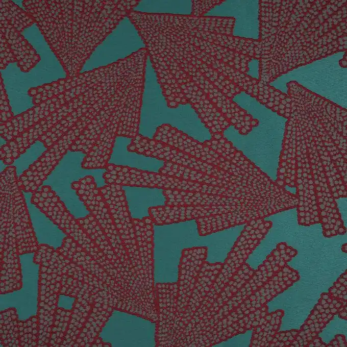 Online Kaufen Jacquard-Stoff geometrisches Muster Grün/Rot