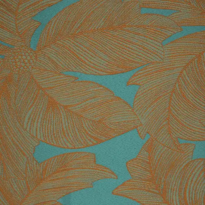 Jacquardstoff Grün/Orange Palmenmotiv Preisknaller