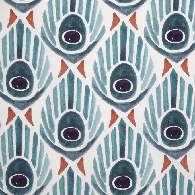 Kostenloser Rückversand Baumwollstoff Blau Pfau