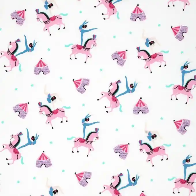 Neuheit Bauwollstoff Zirkus Rosa