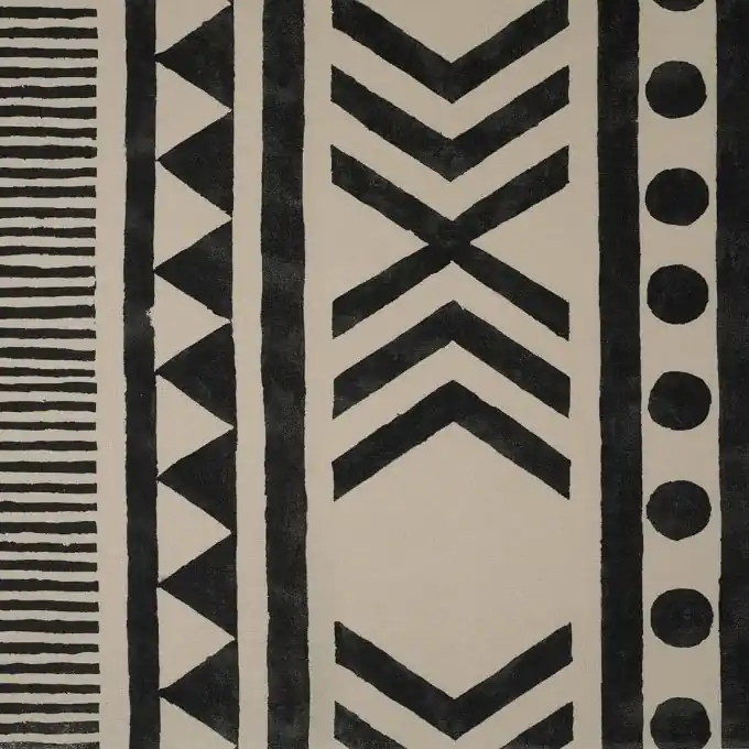 Garantierte Lieferung Polsterstoff Schwarz/Beige Ethnomuster