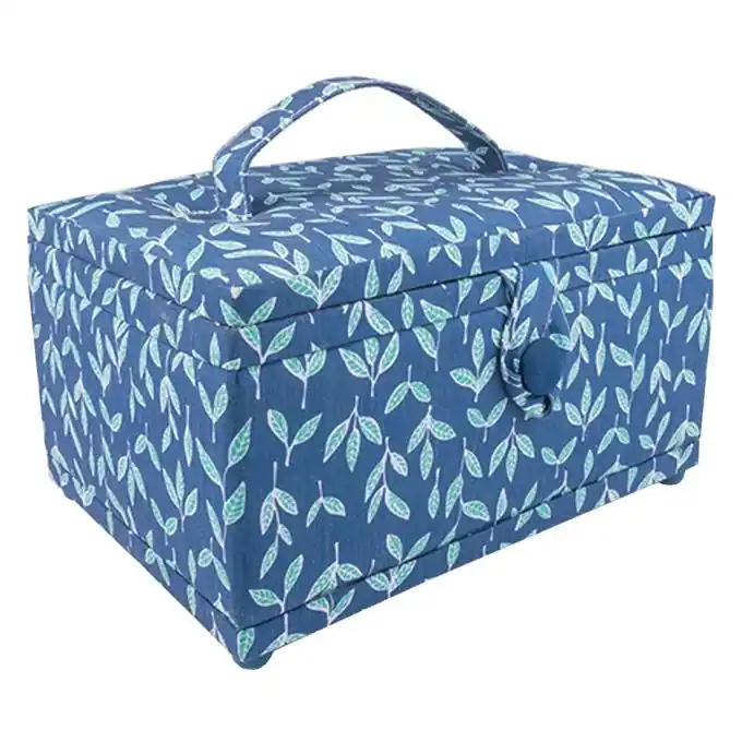 Nähkästchen Blau Blattmotiv Preiswert