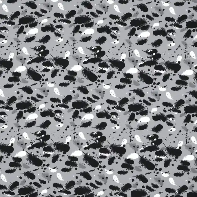 Aktuell Chiffon Federmotiv Grau