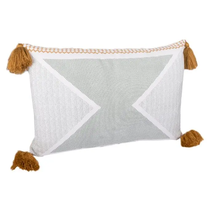 Graues Kissen mit Bommeln Jetzt Bestellen