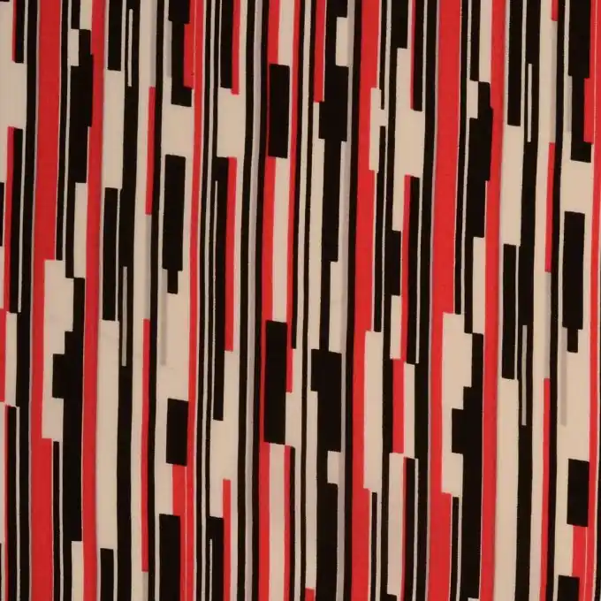 Viskosestoff Schwarz-Rot Gestreift 145cm Breite Weltweiter Versand