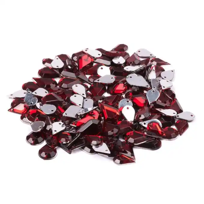 Kostenloser Rückversand Pailletten zum Aufnähen, 2 Löcher, 8x13mm/6x10mm, rot