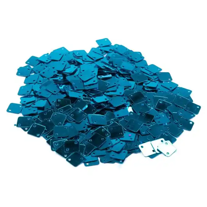 Abverkauf Türkisblaue Pailletten mit 2 Löchern, 7,5×7,5 mm