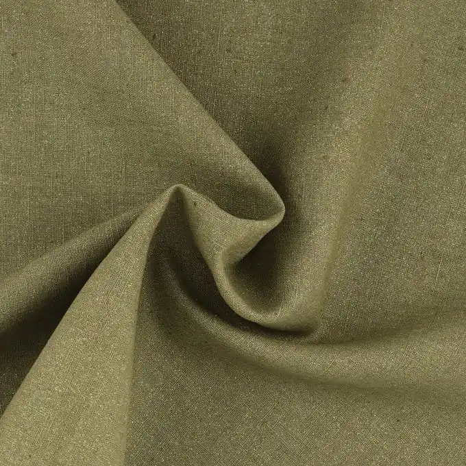 Wochenendangebot Leinenstoff, khaki golden glitzernd