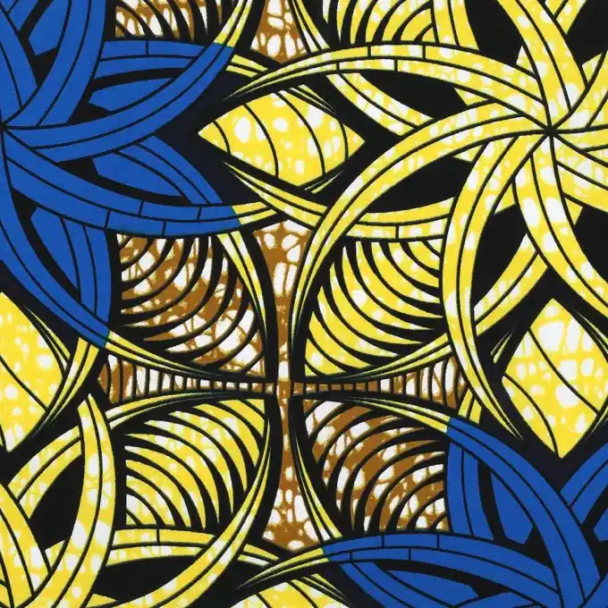 Günstig Baumwollstoff Wax Sternmotiv Gelb/Blau