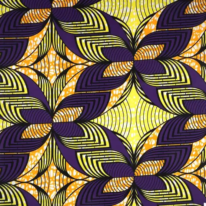 Neue Ware Baumwollstoff Wax Blumen Gelb/Blau