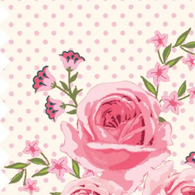 Mengenrabatt Baumwollstoff Blumen Weiss/Rosa