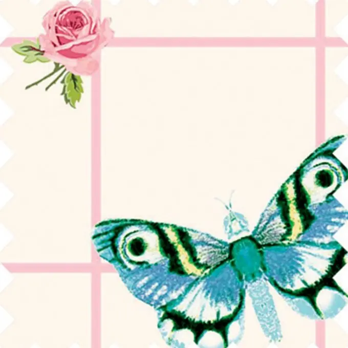 Echt Baumwollstoff Schmetterling Blau