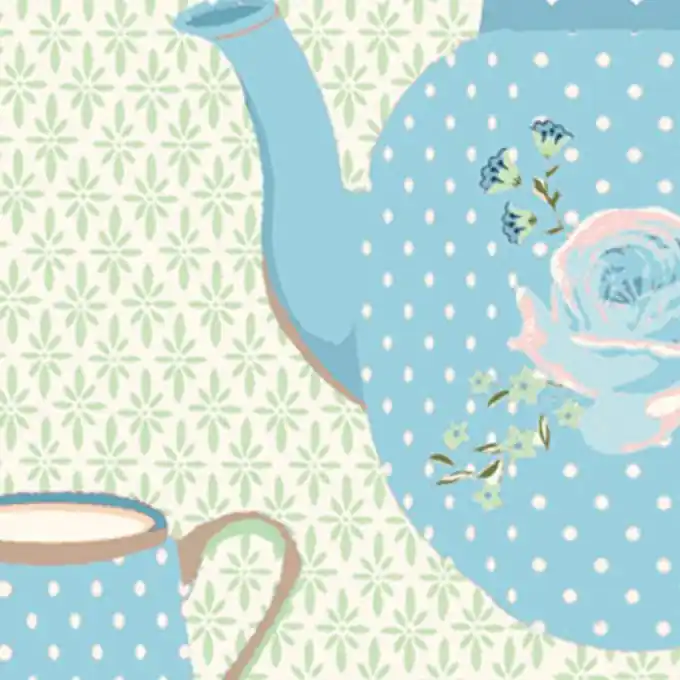 Baumwollstoff Teekanne Blau Top-Qualität