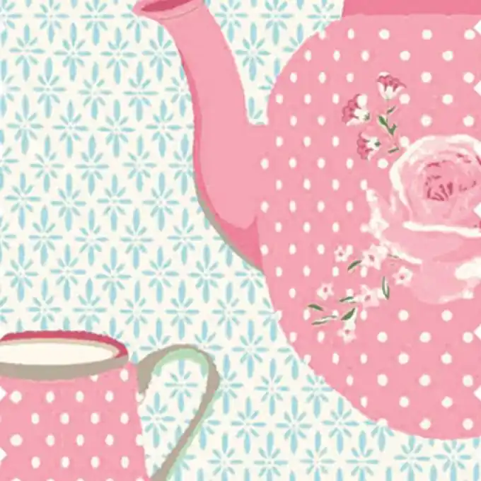 Baumwollstoff Teekannen Rosa Jetzt Zugreifen