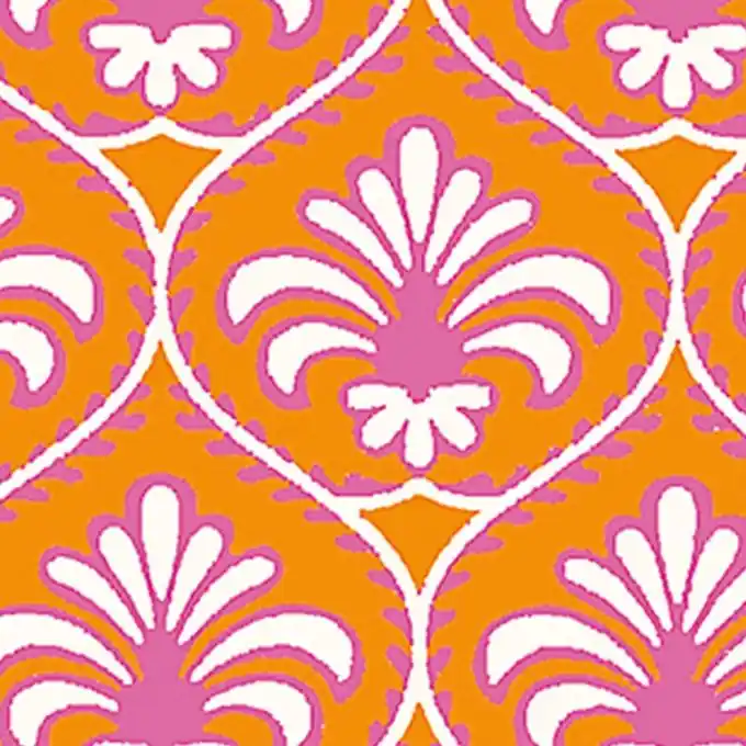 Baumwollstoff Ornamente Orange Finale Aktion