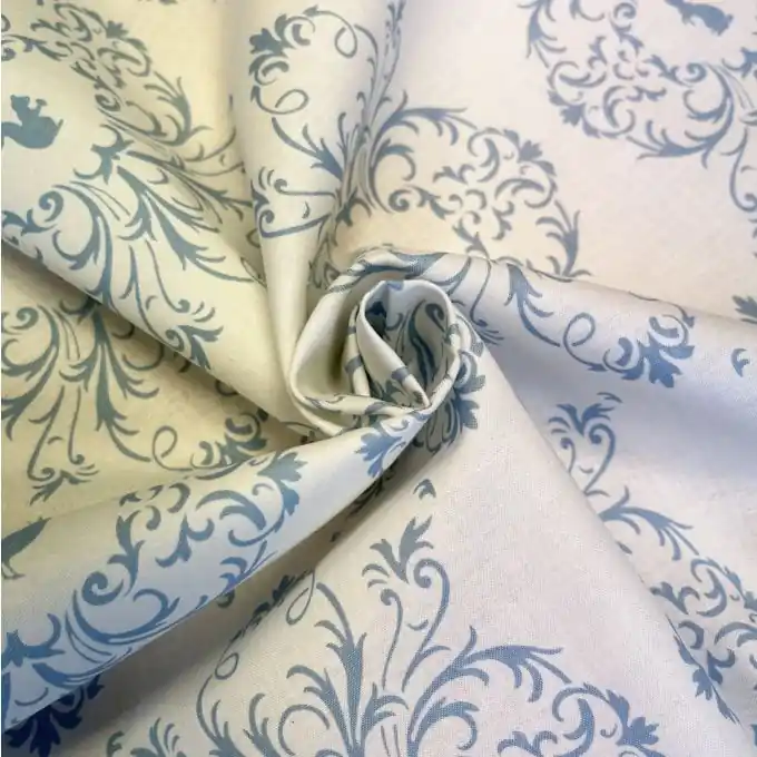 Baumwollstoff Ornamente Blau/Weiss Weltweiter Versand