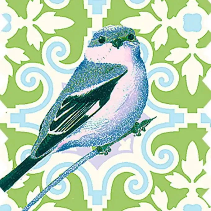 Baumwollstoff Vogelmotiv Grün Sale