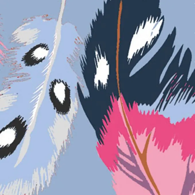 Sale Baumwollstoff Federn Blau