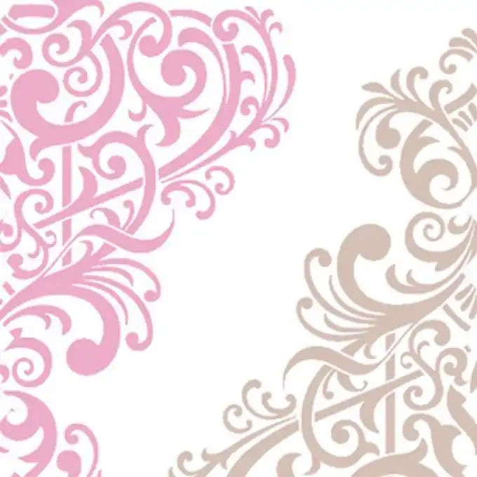 Online Kaufen Baumwollstoff Ornamente Rosa/Beige